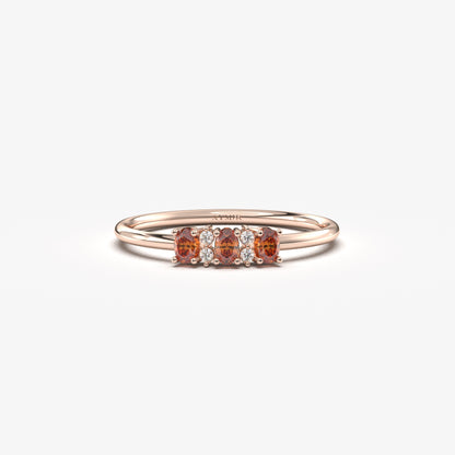 18K Gold Oval Garnet and Cz Ring - 2S46GAR