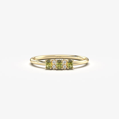 18K Gold Oval Peridot and Cz Ring - 2S46PER