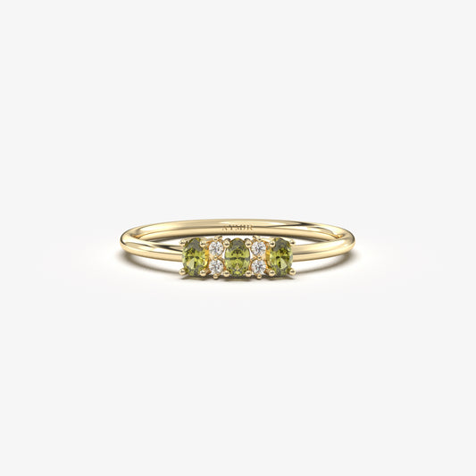 10K Gold Oval Peridot and Cz Ring - 2S46PER