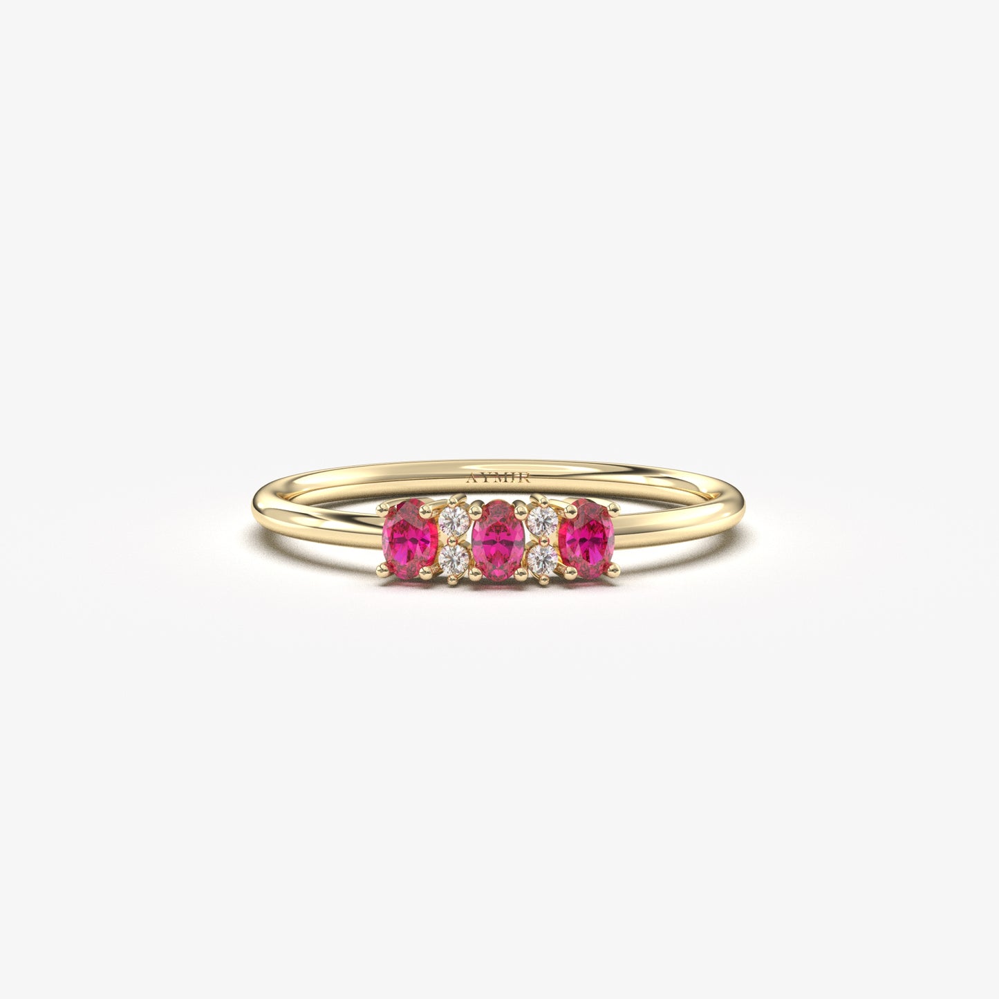 10K Gold Unique Oval Ruby and Cz Ring - 2S46RBY