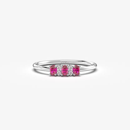 10K Gold Unique Oval Ruby and Cz Ring - 2S46RBY