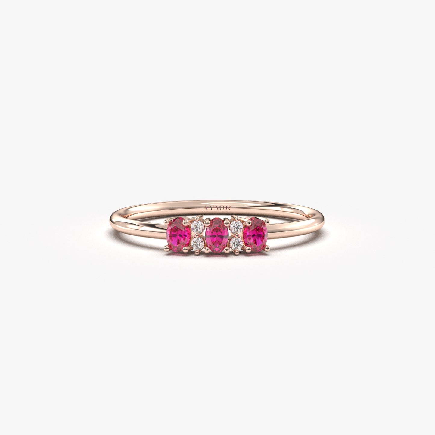 10K Gold Unique Oval Ruby and Cz Ring - 2S46RBY