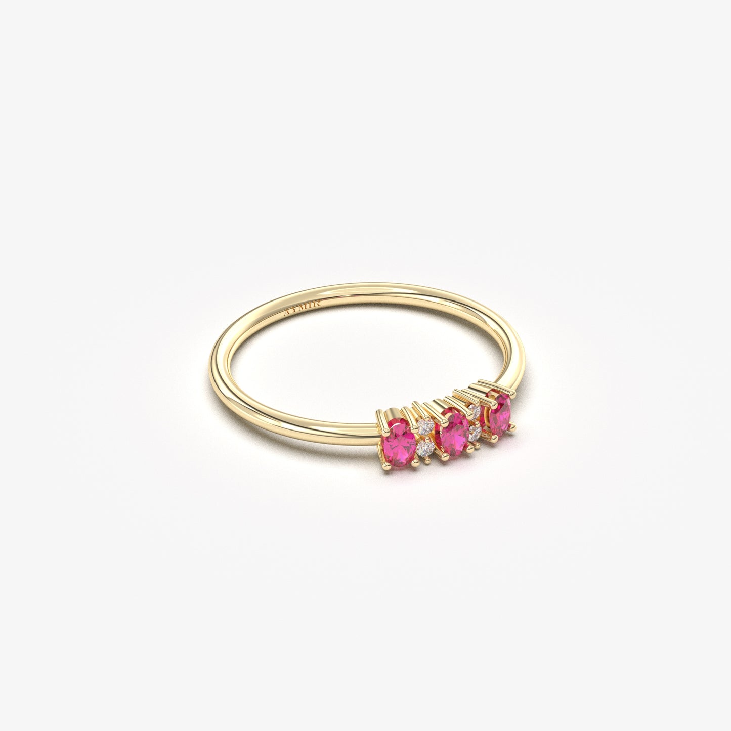 14K Gold Unique Oval Ruby and Diamond Ring - 2S46RBY