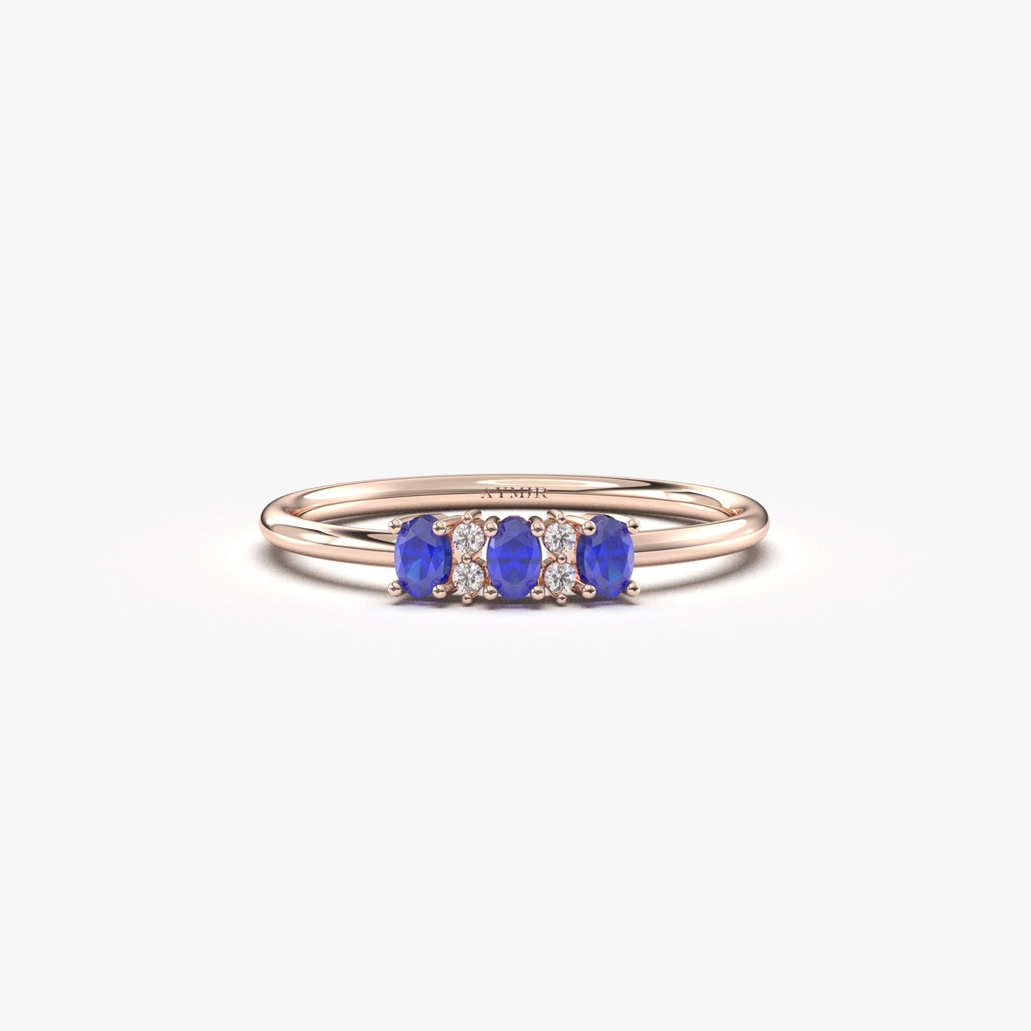 10K Gold Tiny Oval Sapphire and Cz Ring - 2S46SAP