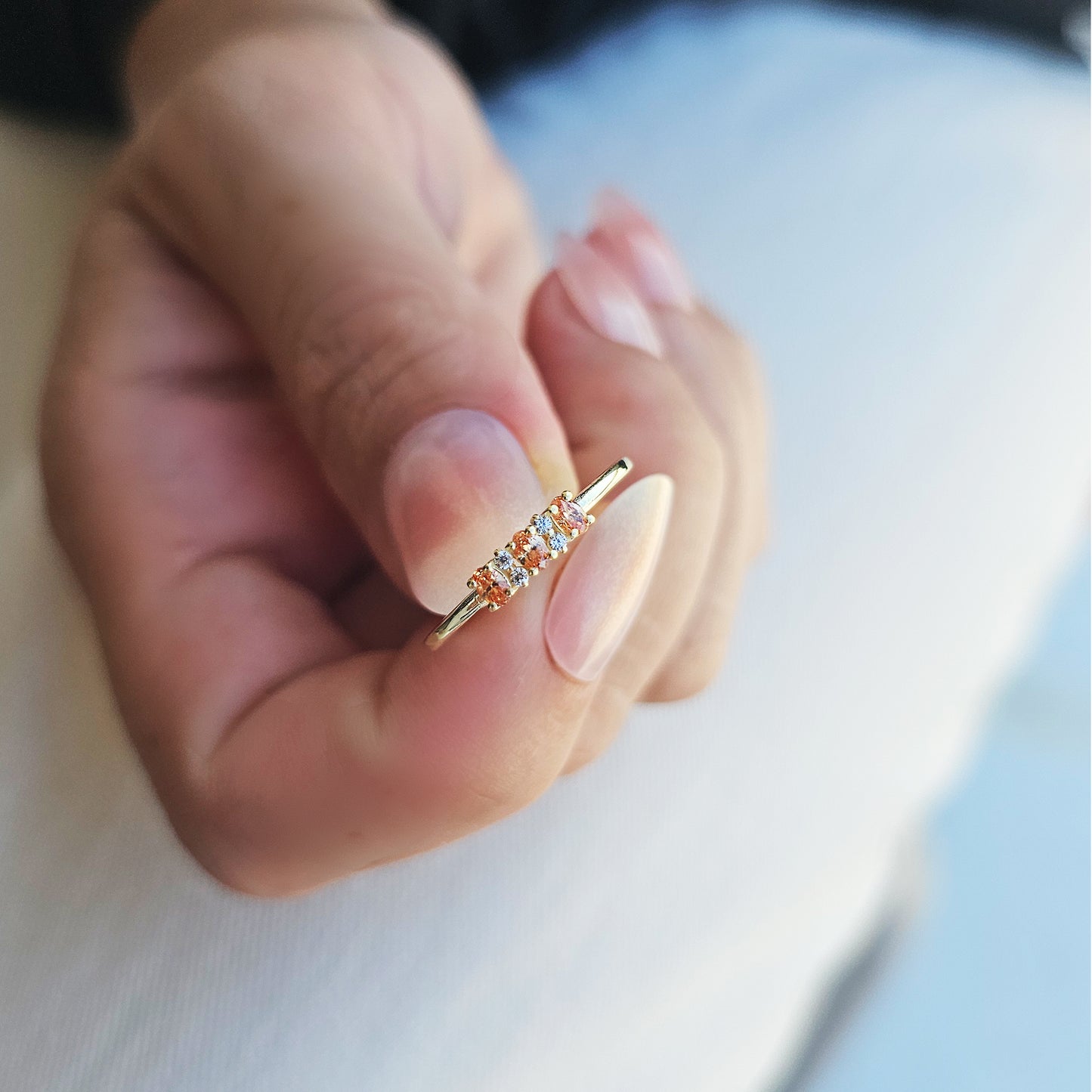 14K Gold Unique Oval Champagne and Diamond Ring - 2S46CHAMP