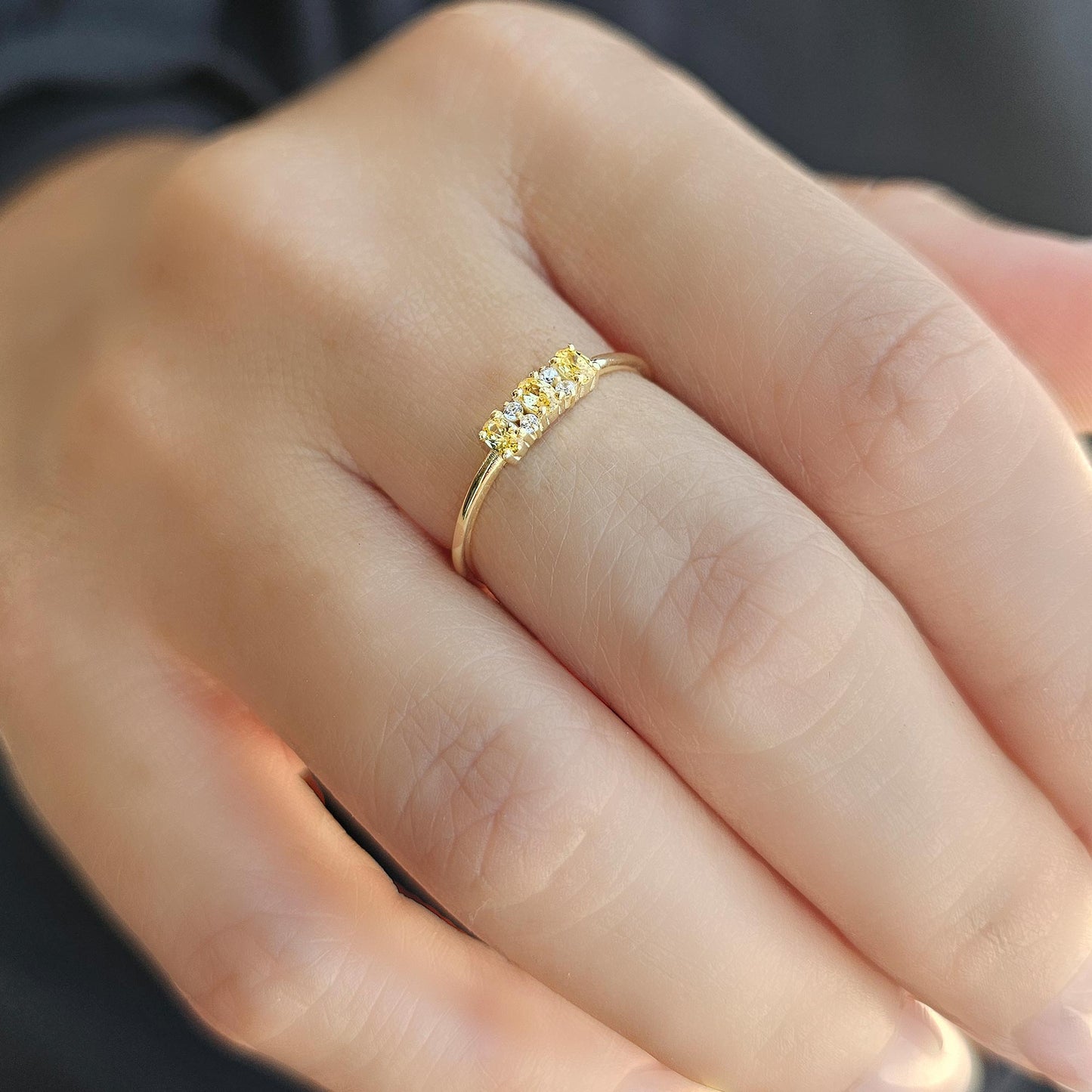 18K Gold Oval Citrine and Cz Ring - 2S46CIT