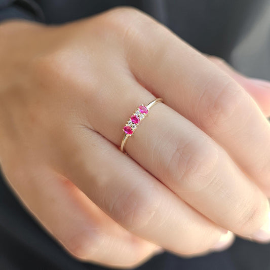 14K Gold Unique Oval Ruby and Diamond Ring - 2S46RBY