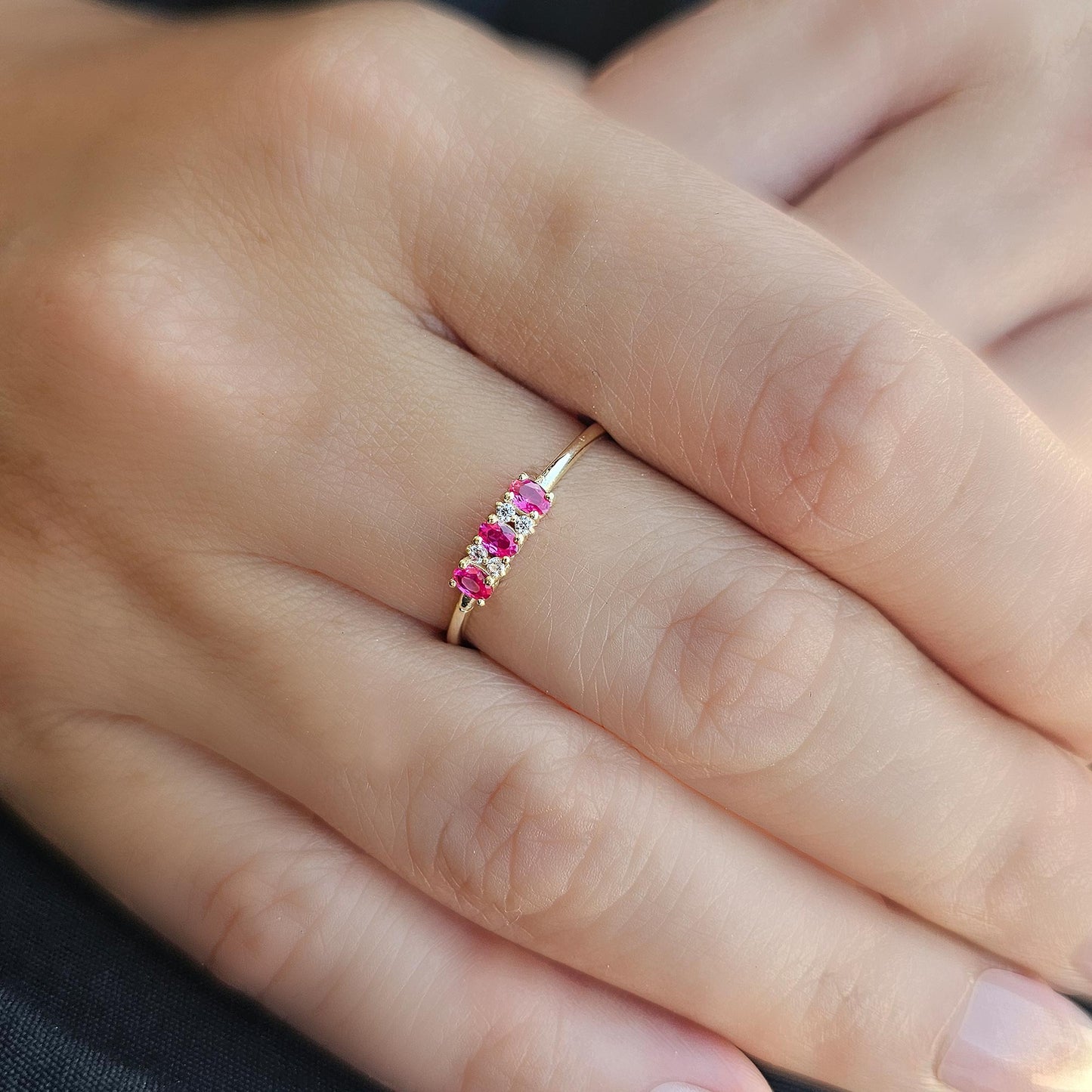14K Gold Unique Oval Ruby and Diamond Ring - 2S46RBY