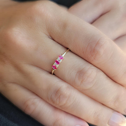 14K Gold Unique Oval Ruby and Diamond Ring - 2S46RBY