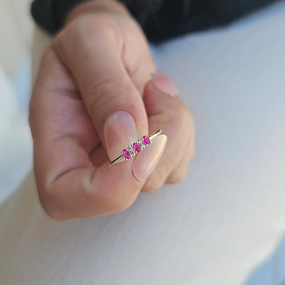 14K Gold Unique Oval Ruby and Diamond Ring - 2S46RBY