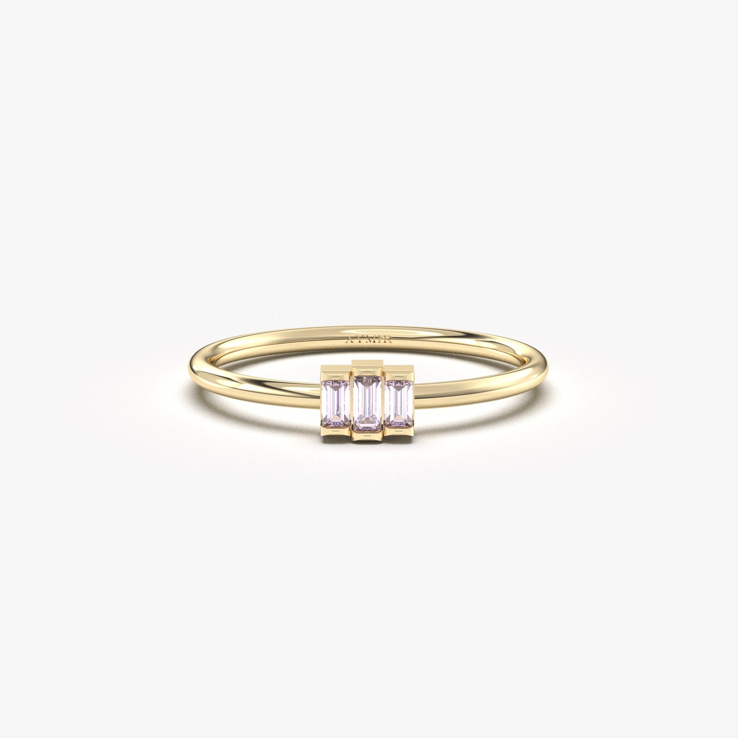 10K Gold Minimalist Lavender Baguette Cut Ring - 2S52LAV