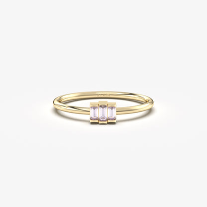 10K Gold Minimalist Lavender Baguette Cut Ring - 2S52LAV