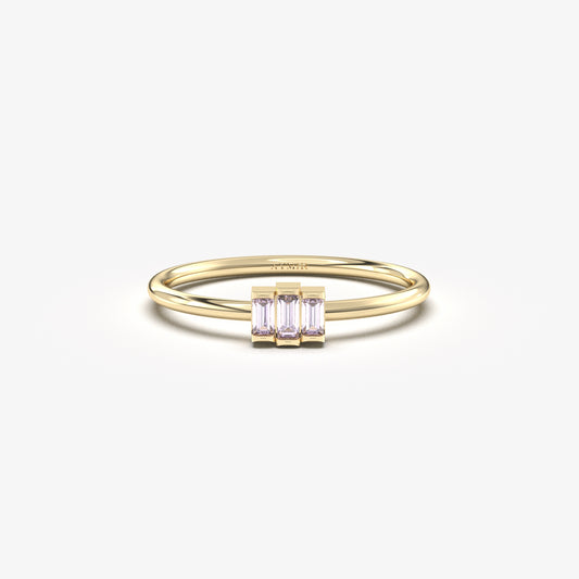 18K Gold Minimalist Lavender Baguette Cut Ring - 2S52LAV
