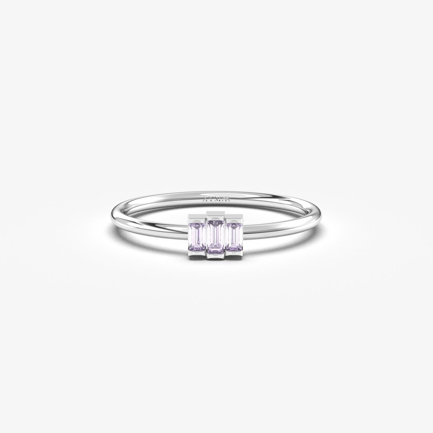 10K Gold Minimalist Lavender Baguette Cut Ring - 2S52LAV