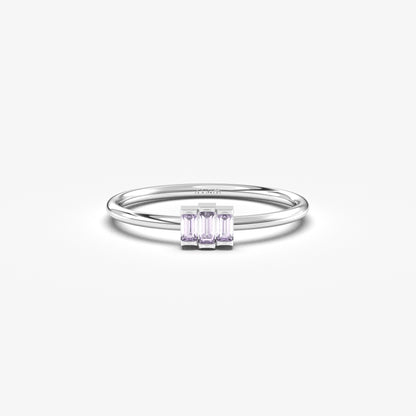 10K Gold Minimalist Lavender Baguette Cut Ring - 2S52LAV