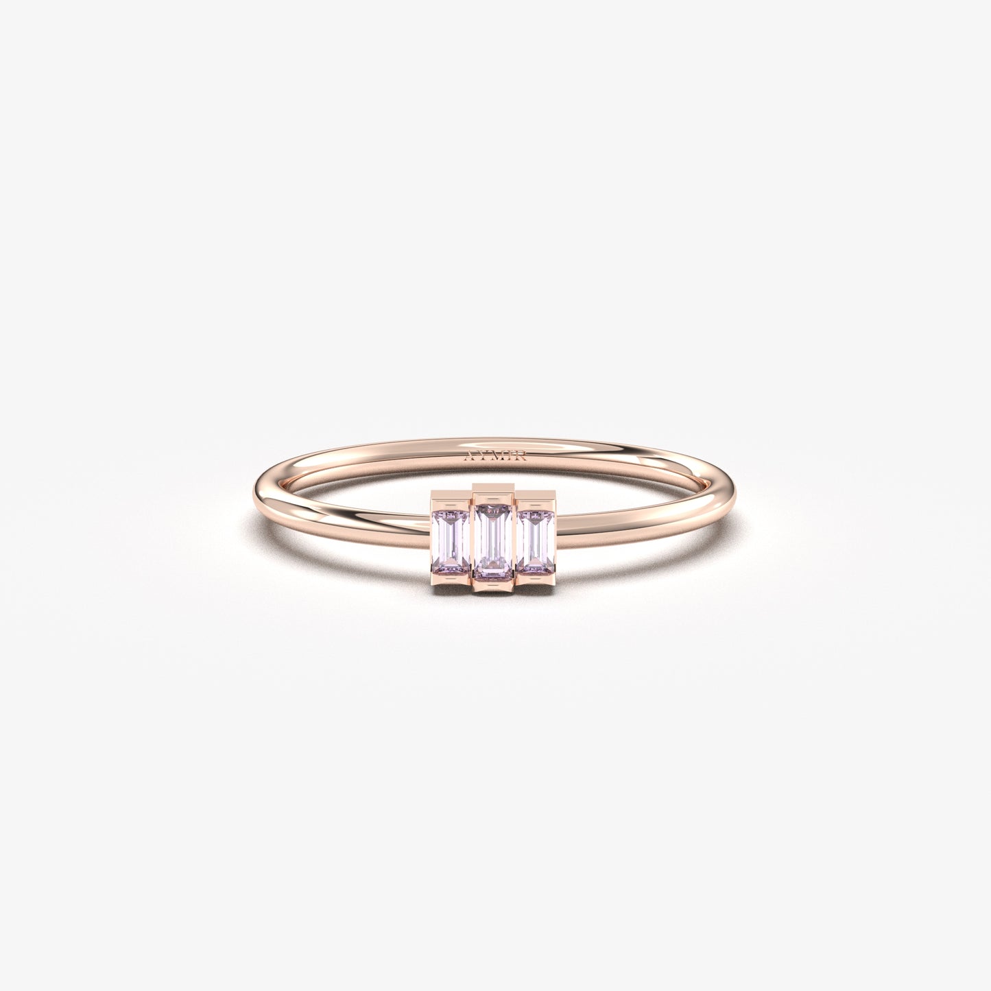10K Gold Minimalist Lavender Baguette Cut Ring - 2S52LAV