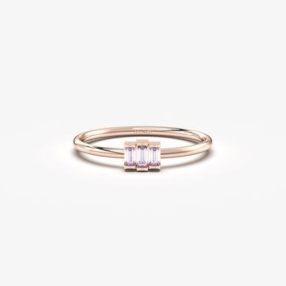 10K Gold Minimalist Lavender Baguette Cut Ring - 2S52LAV