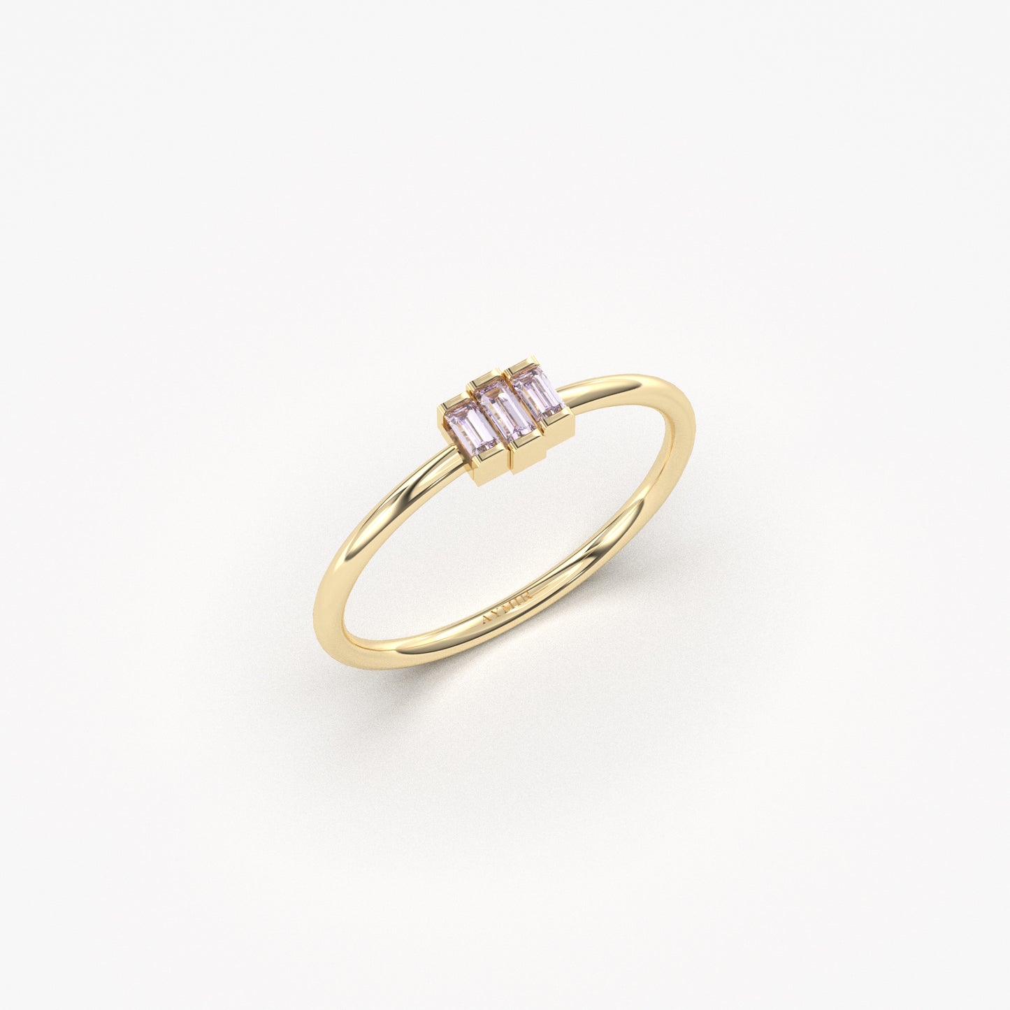 10K Gold Minimalist Lavender Baguette Cut Ring - 2S52LAV