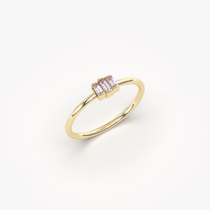 10K Gold Minimalist Lavender Baguette Cut Ring - 2S52LAV