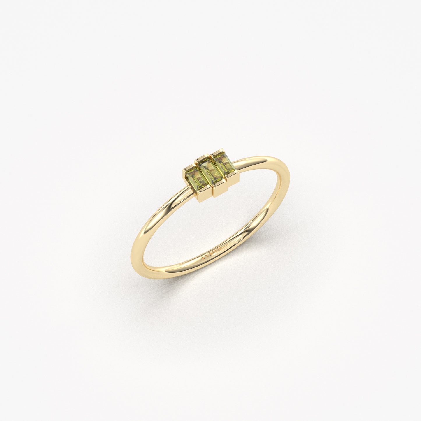 10K Gold Unique Peridot Baguette Cut Ring - 2S52PER
