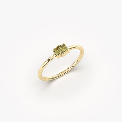 10K Gold Unique Peridot Baguette Cut Ring - 2S52PER