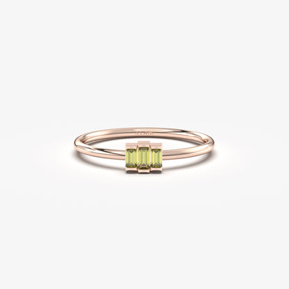 10K Gold Unique Peridot Baguette Cut Ring - 2S52PER