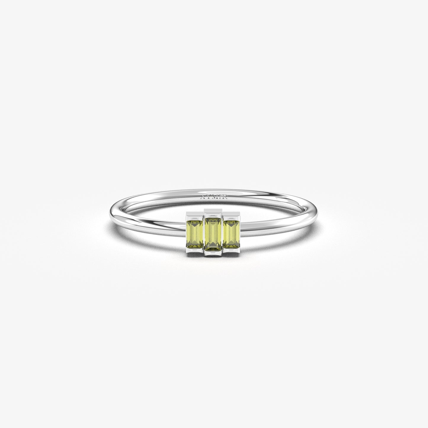 10K Gold Unique Peridot Baguette Cut Ring - 2S52PER