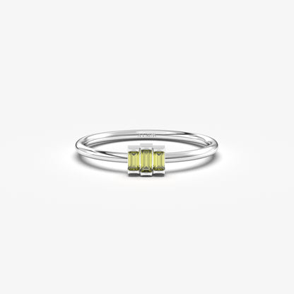 10K Gold Unique Peridot Baguette Cut Ring - 2S52PER