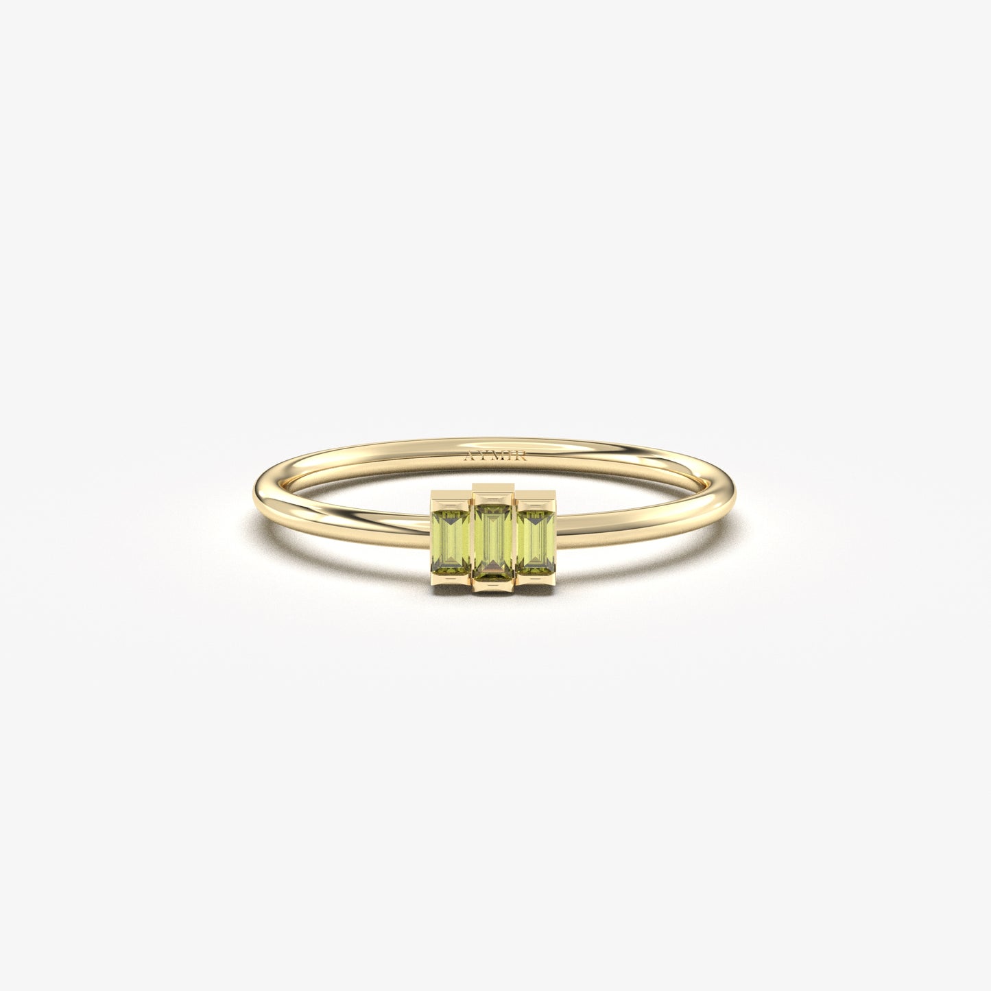 10K Gold Unique Peridot Baguette Cut Ring - 2S52PER