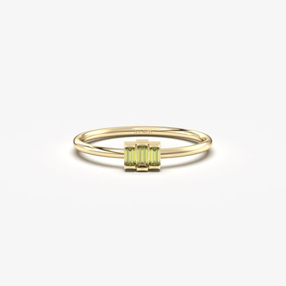 10K Gold Unique Peridot Baguette Cut Ring - 2S52PER