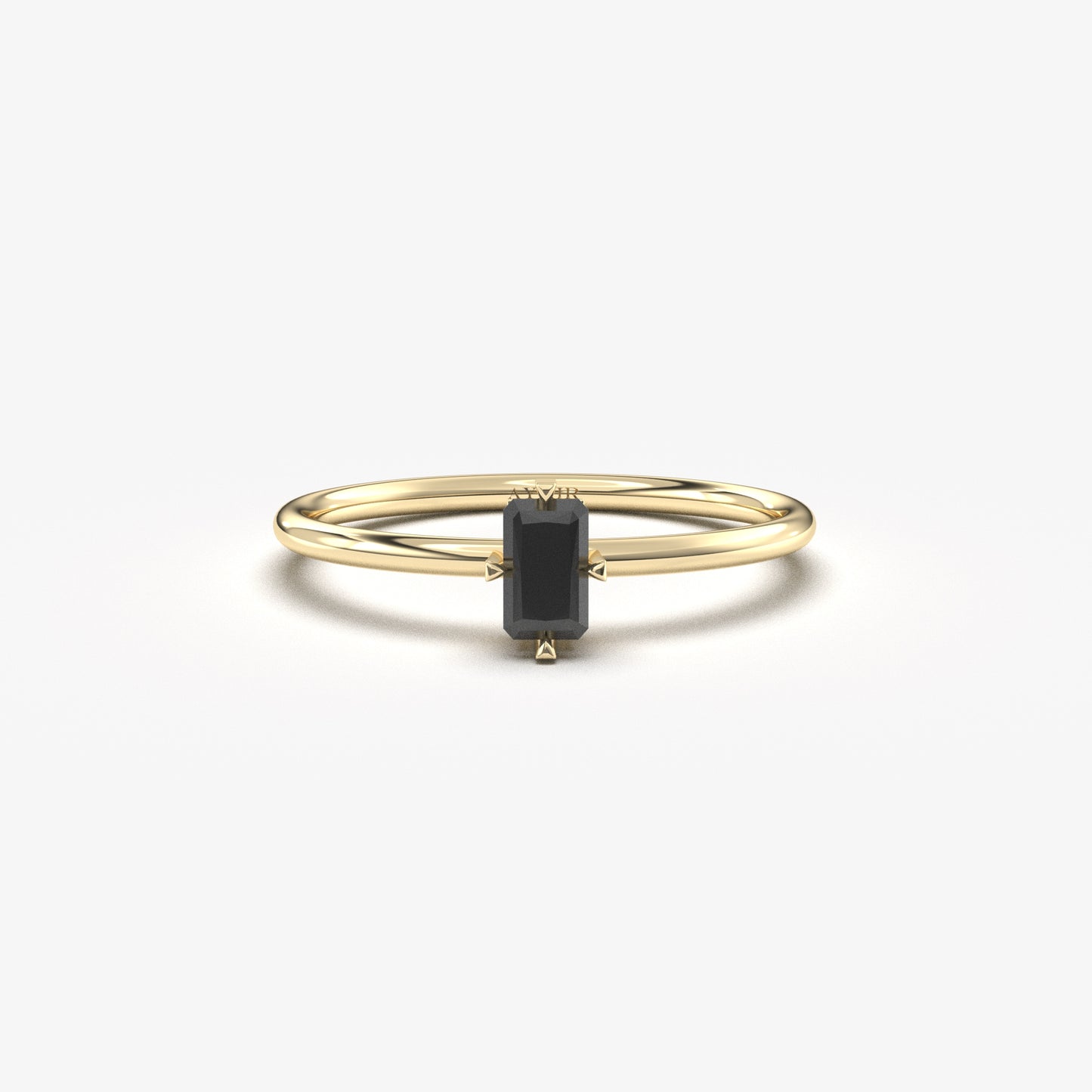 10K Gold Minimalist Baguette Black Onyx Ring - 2S57BLK