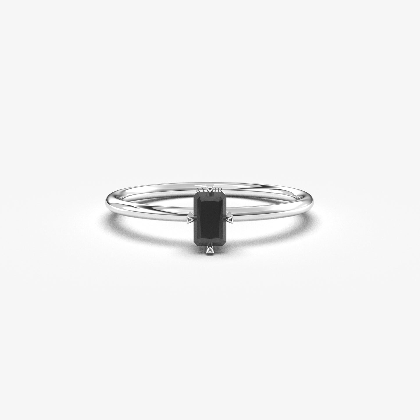 10K Gold Minimalist Baguette Black Onyx Ring - 2S57BLK