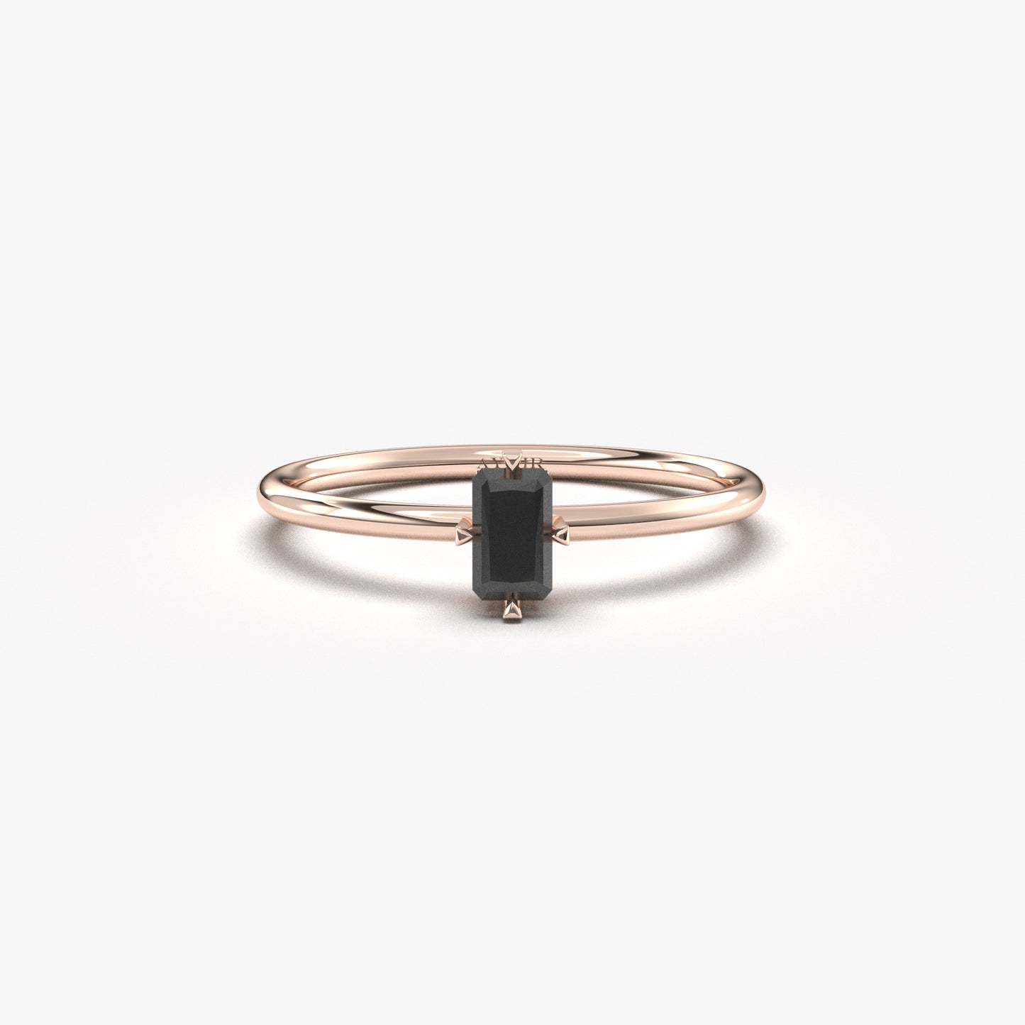 10K Gold Minimalist Baguette Black Onyx Ring - 2S57BLK