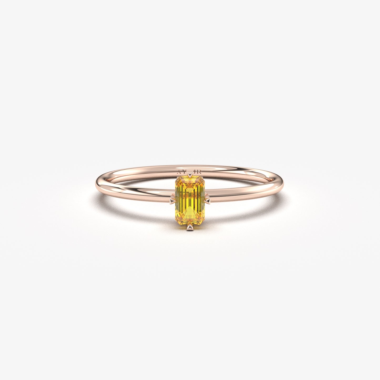 18K Gold Thin Citrine Baguette Ring - 2S57CIT