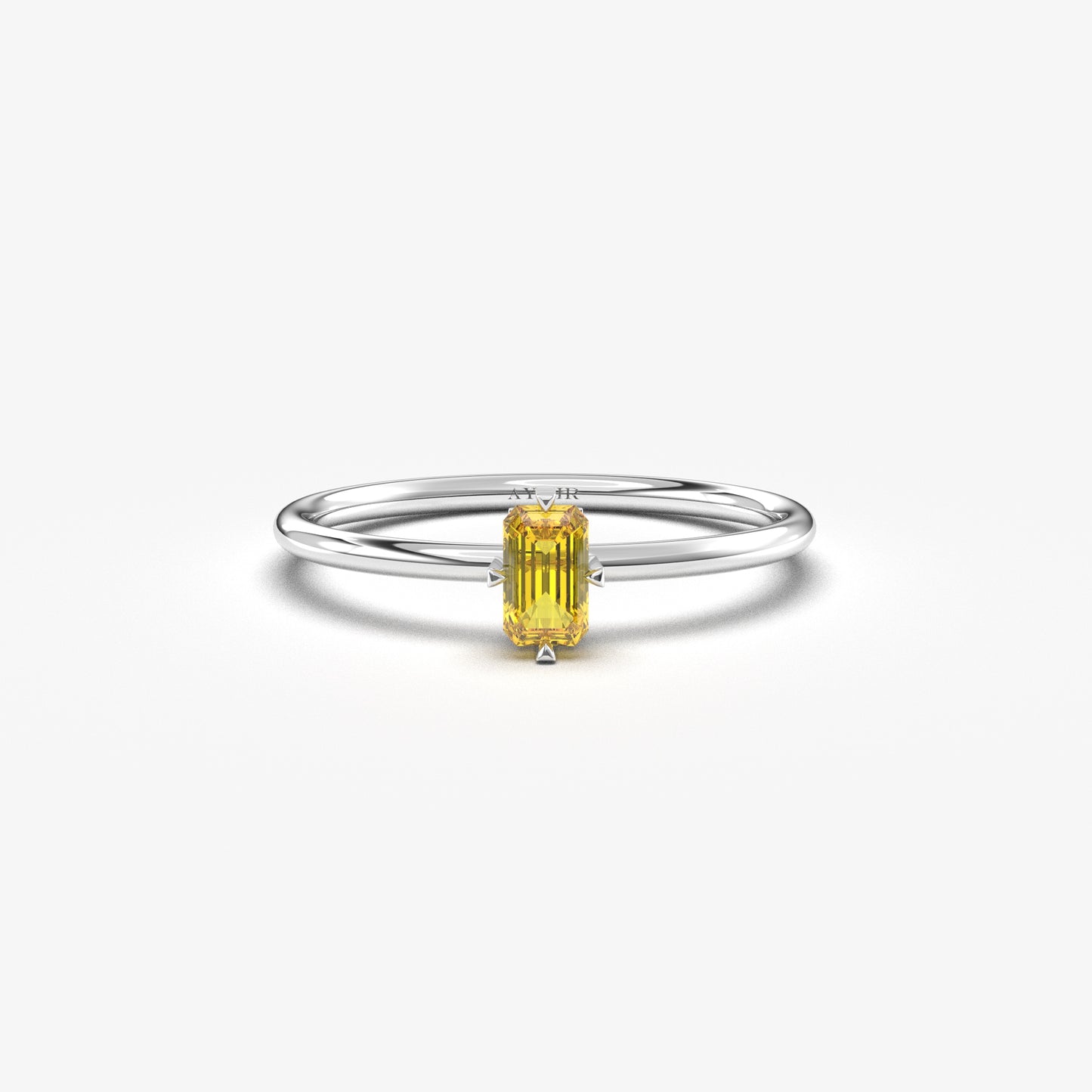 18K Gold Thin Citrine Baguette Ring - 2S57CIT