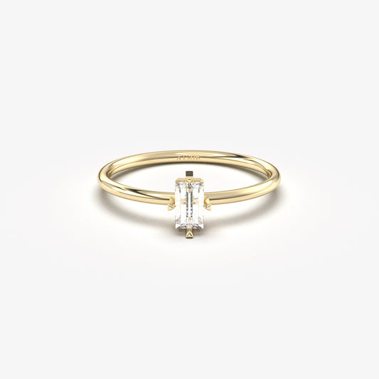 18K Gold Unique Baguette Cz Ring - 2S57DIA
