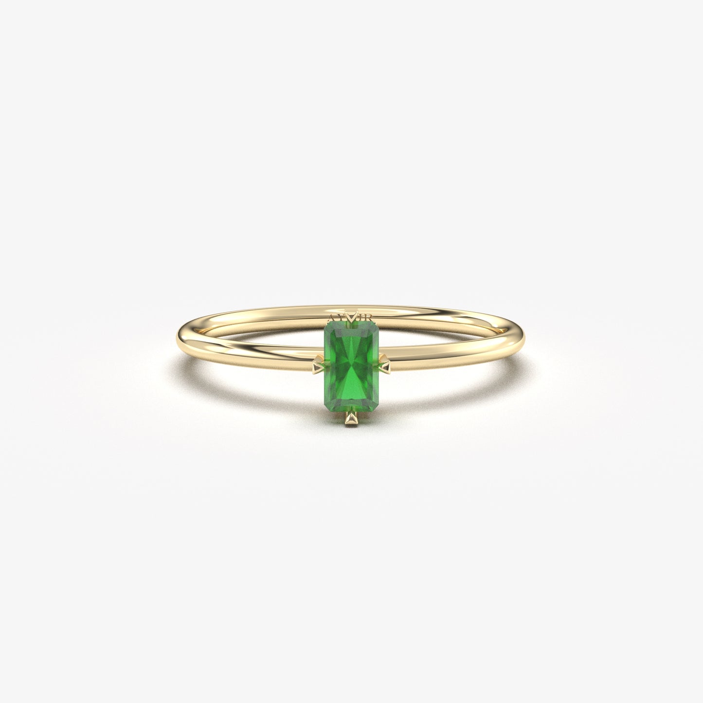 10K Gold Dainty Emerald Baguette Ring - 2S57EME