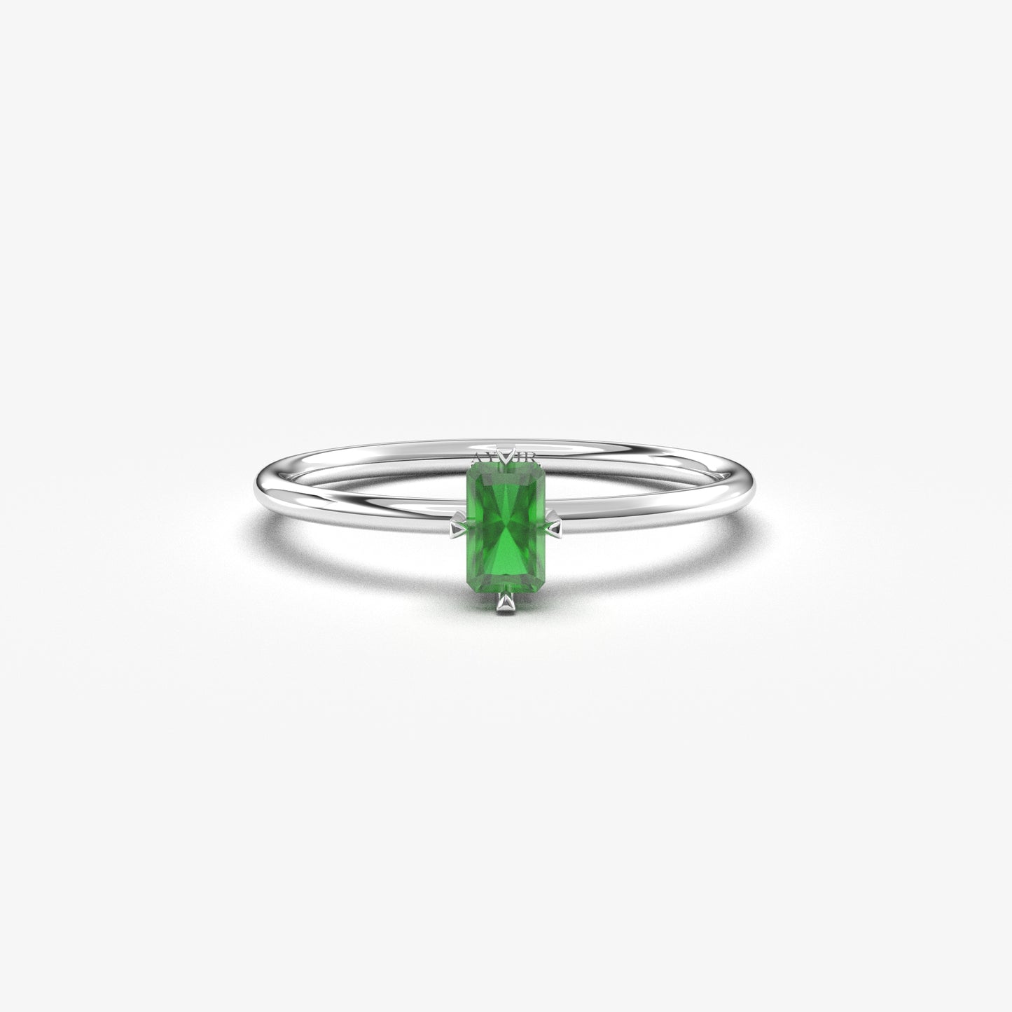 10K Gold Dainty Emerald Baguette Ring - 2S57EME