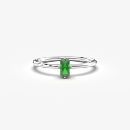10K Gold Dainty Emerald Baguette Ring - 2S57EME