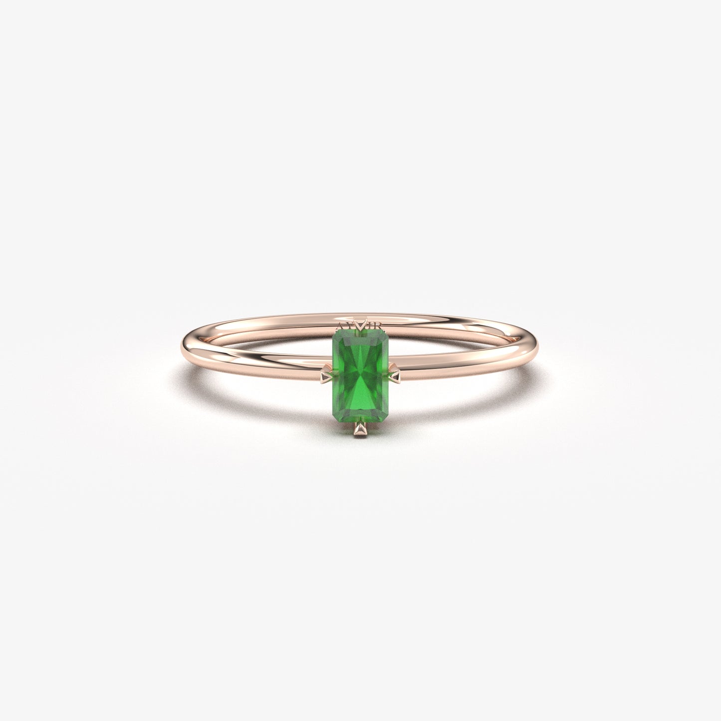 10K Gold Dainty Emerald Baguette Ring - 2S57EME