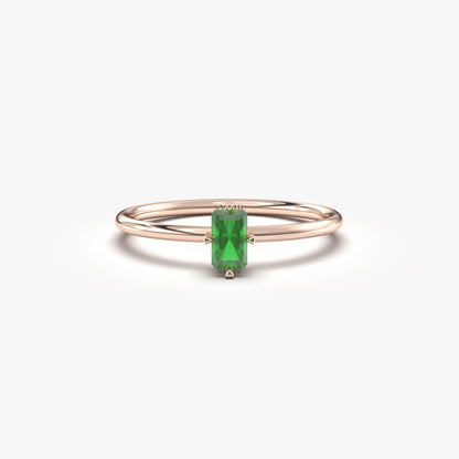 10K Gold Dainty Emerald Baguette Ring - 2S57EME