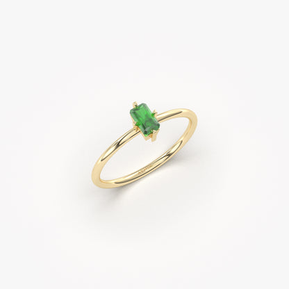 10K Gold Dainty Emerald Baguette Ring - 2S57EME
