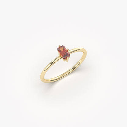 18K Gold Dainty Garnet Baguette Ring - 2S57GAR
