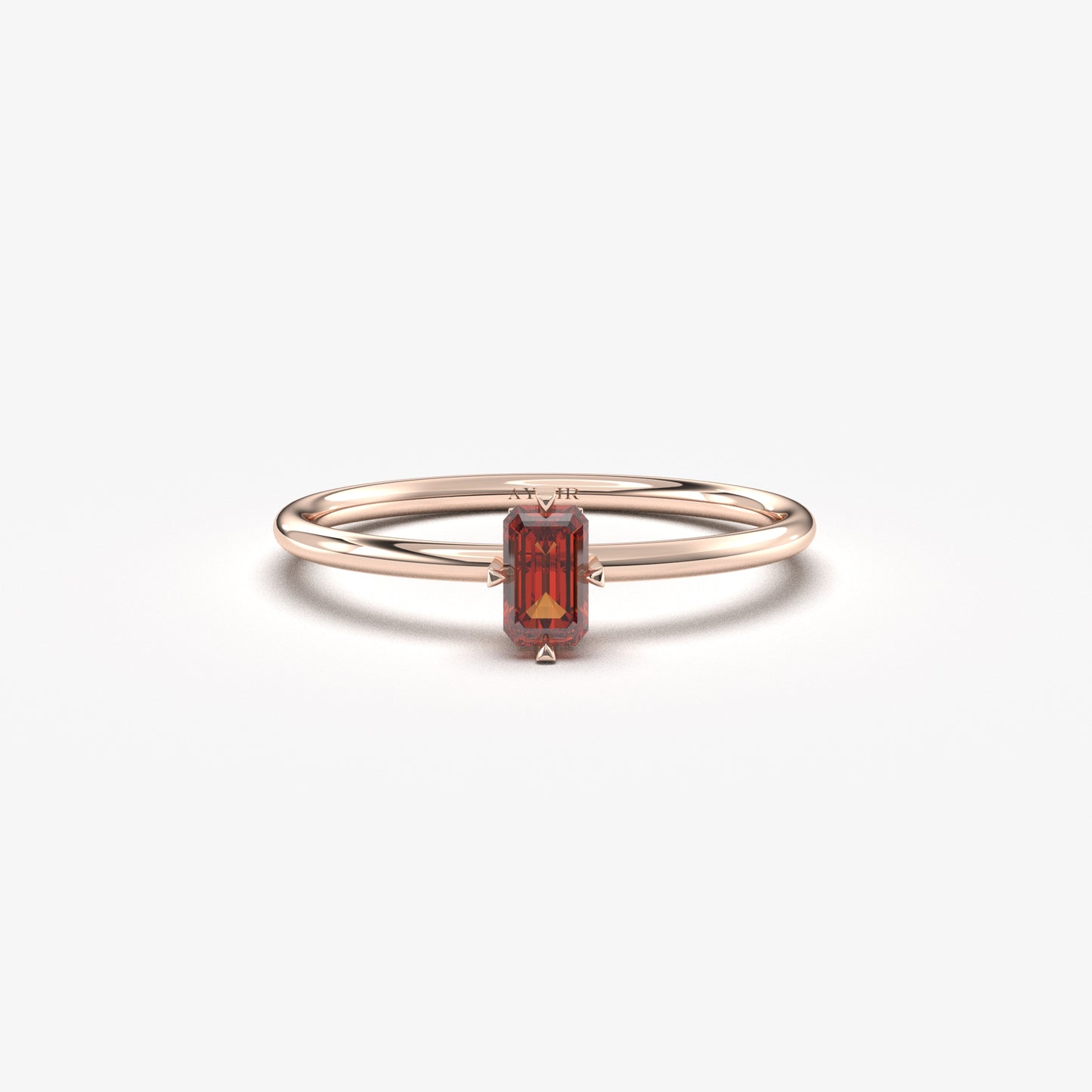 18K Gold Dainty Garnet Baguette Ring - 2S57GAR