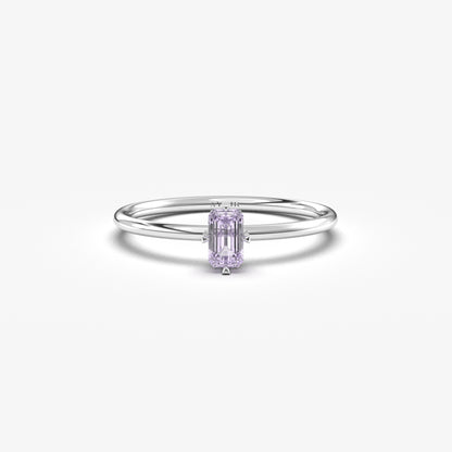 18K Gold Unique Lavender Baguette Ring - 2S57LAV