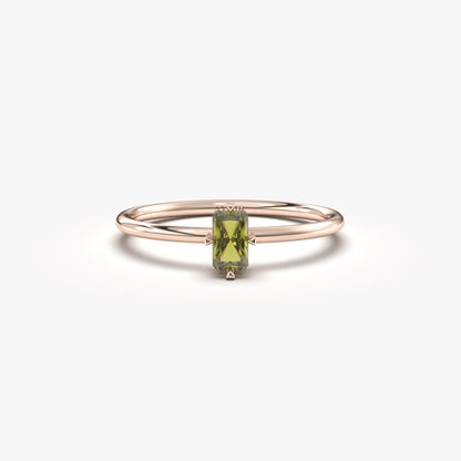 18K Gold Baguette Peridot Ring - 2S57PER