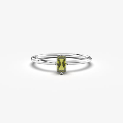 18K Gold Baguette Peridot Ring - 2S57PER