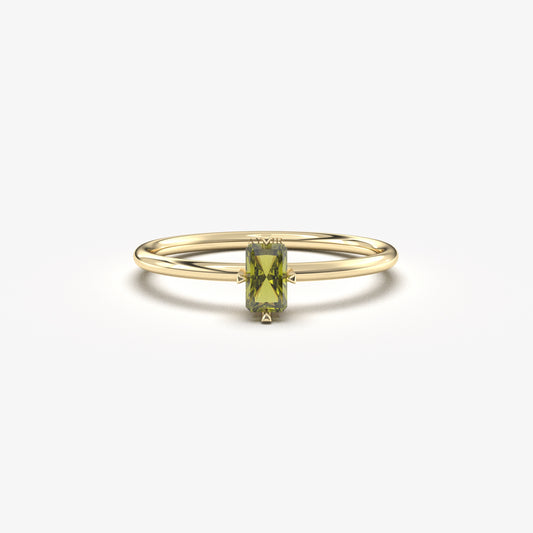 18K Gold Baguette Peridot Ring - 2S57PER