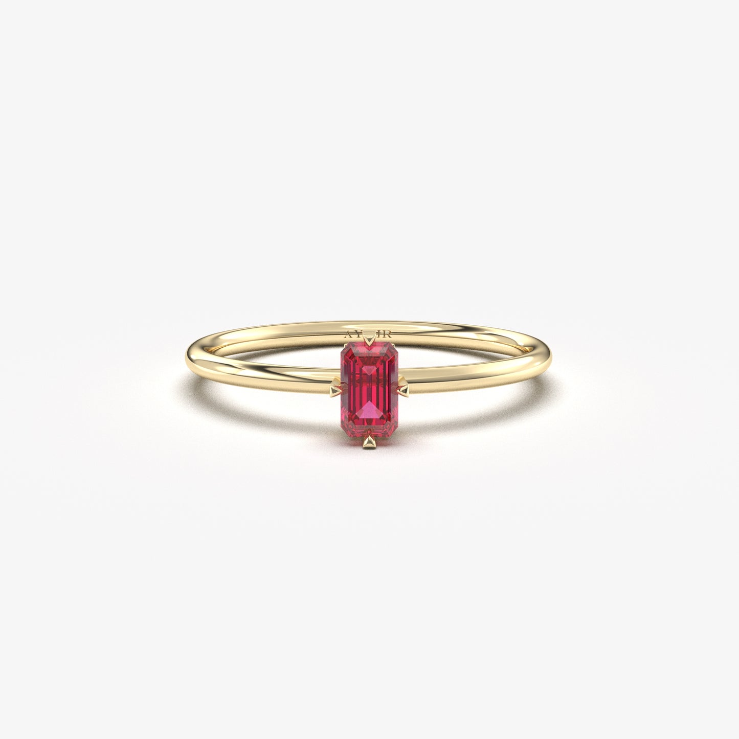 14K Gold Minimalist Baguette Cut Ruby Ring - 2S57RBY