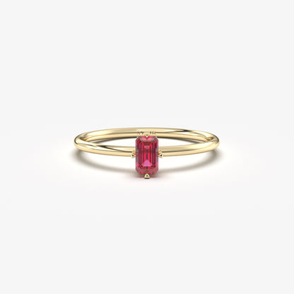14K Gold Minimalist Baguette Cut Ruby Ring - 2S57RBY